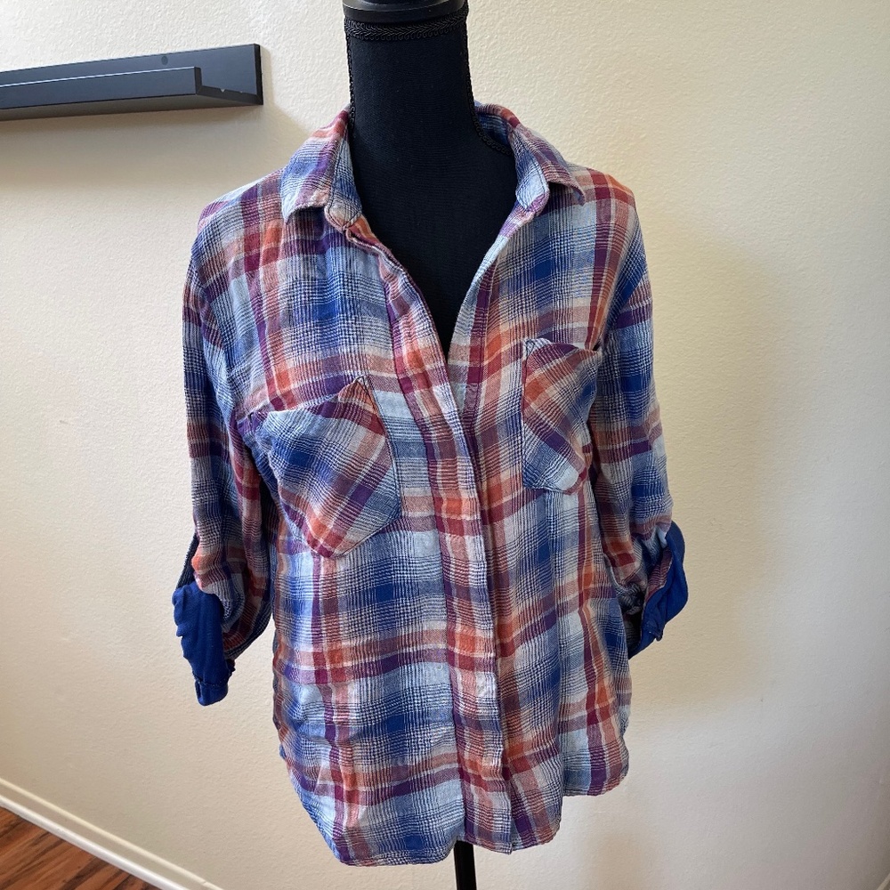 Gently Used - Anthropologie - Womens Medium plaid button-down Cloth and Stone